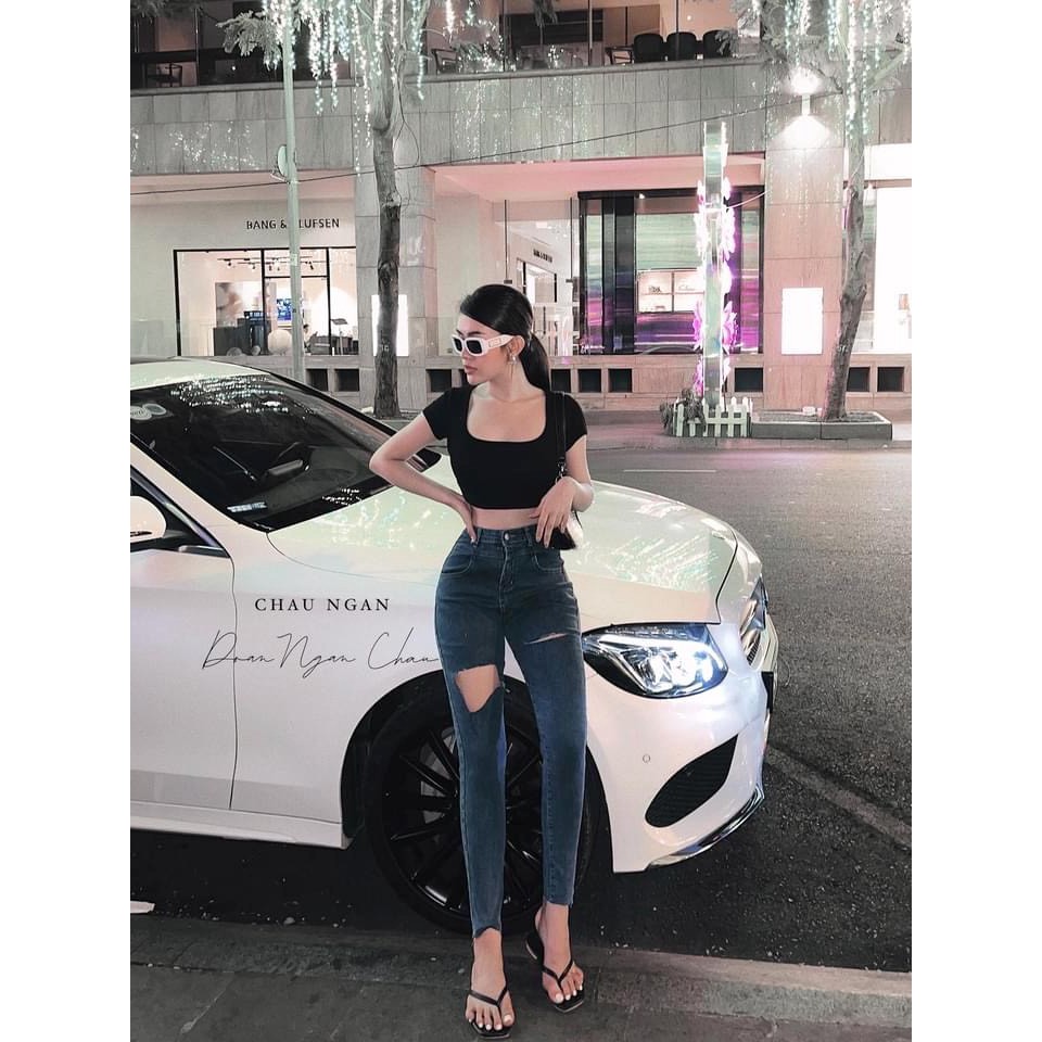 Áo Croptop Cổ Vuông Cộc Tay PEONYB Nữ [FREESHIP] 🌸 Thun trơn body dáng ôm, phông ngắn sexy màu TRẮNG | ĐEN Ulzzang HOT 🌸 | BigBuy360 - bigbuy360.vn