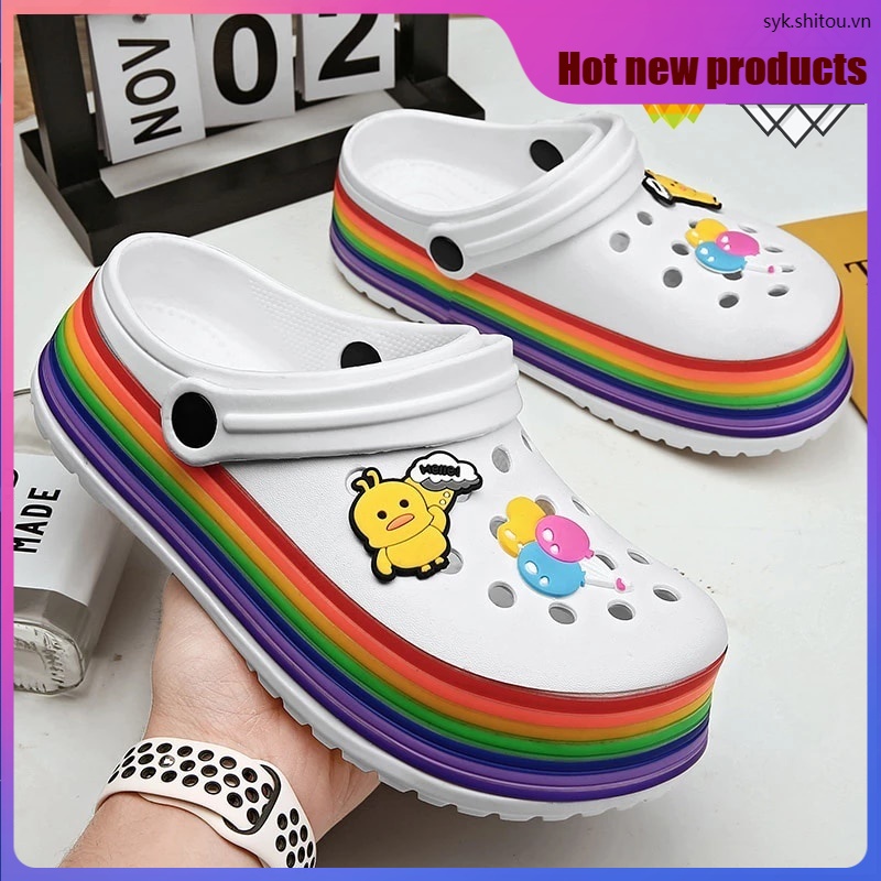 【Fast delivery】Mùa hè giày lỗ không trơn trượt trong triều lười đế dày dép xăng đan giày y tá~spz