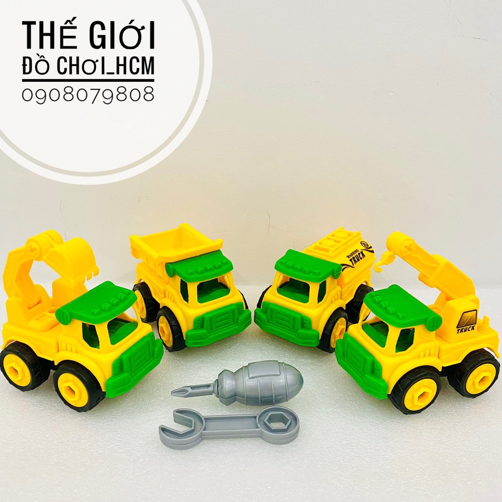 [BỔ ÍCH] Đồ chơi mô hình xe công trình DIY vặn ốc dành cho bé thích khám phá xe rơ móc, xe xúc, xe bồn, xe ben 168-02