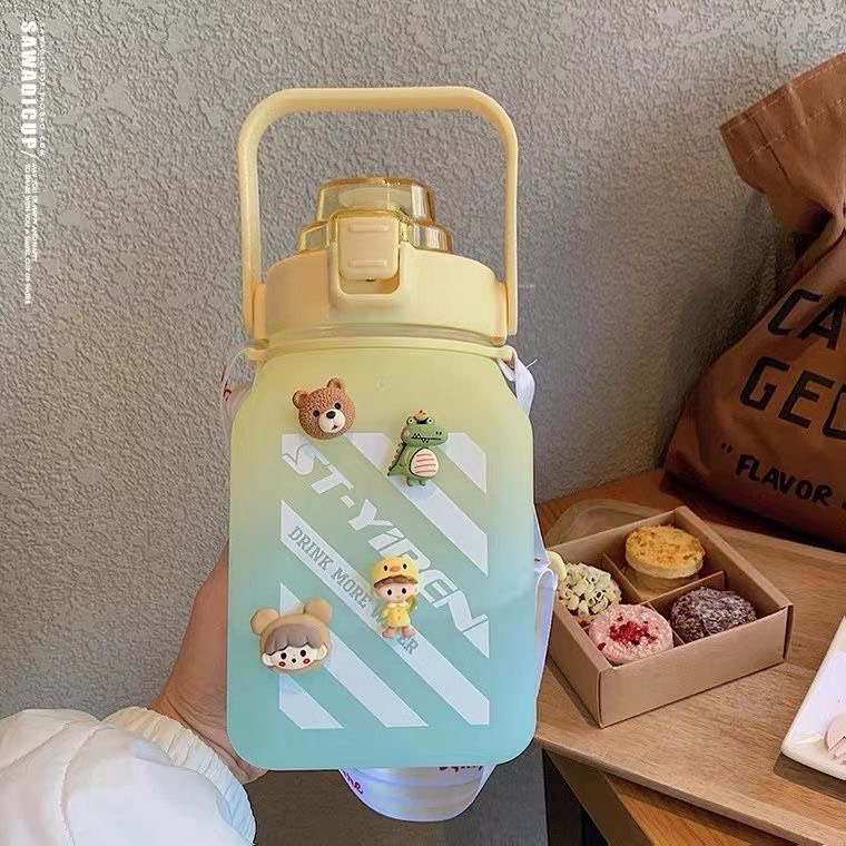 Bình Nước Siêu Đẹp 1.5 Lít Có Vạch Chia Mực Nước Phong Cách Thể Thao Tặng Sticker nổi