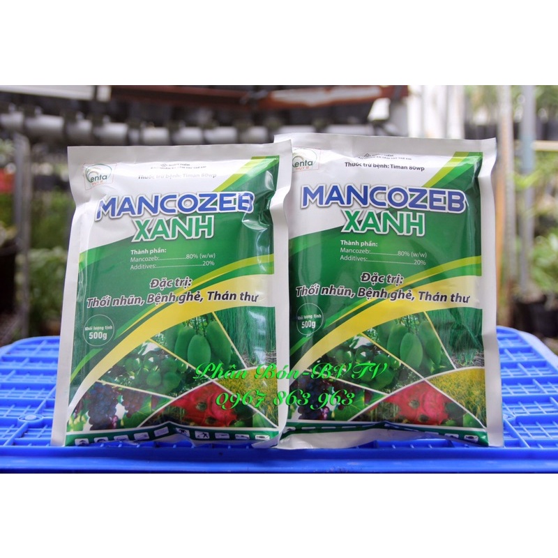 Mancozeb Xanh ngừa thối nhũn, thối thân, héo xanh cho cây trồng,gói 500gam