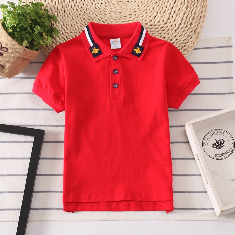 Áo thun polo bằng cotton nguyên chất đơn giản cho bé trai