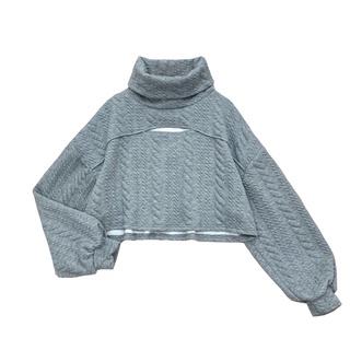 Áo nỉ cổ lọ cut out dáng croptop - turtle neck cut out sweater