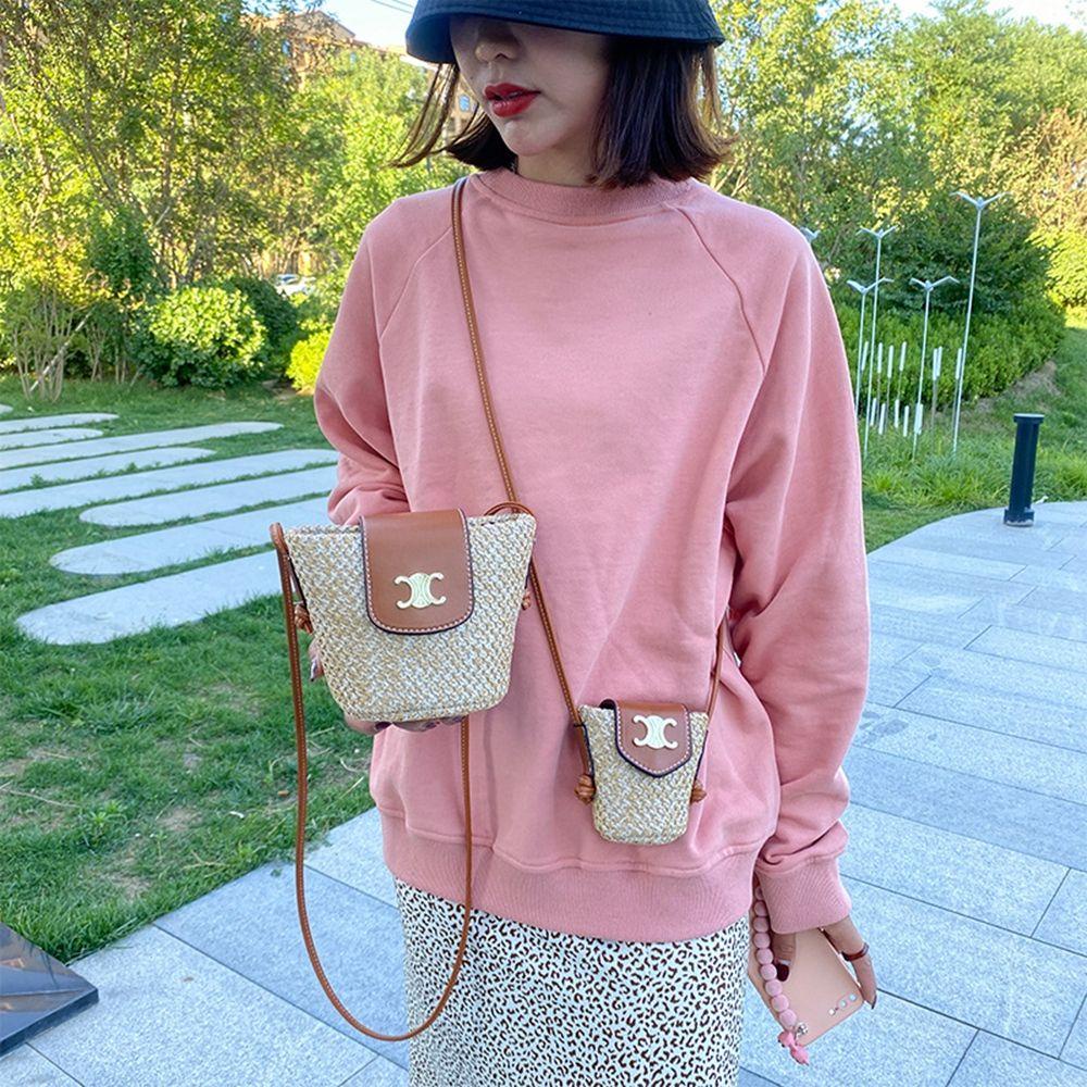Túi Cói PU Đeo Vai Mini Phong Cách Bohemian Thời Trang Đi Biển Cho Nữ