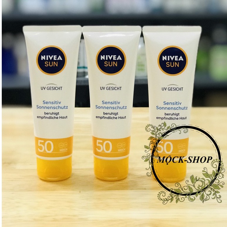 Kem chống nắng Nivea dành cho da mặt nhạy cảm SPF 50, 50 ml hàng Đức đủ bill