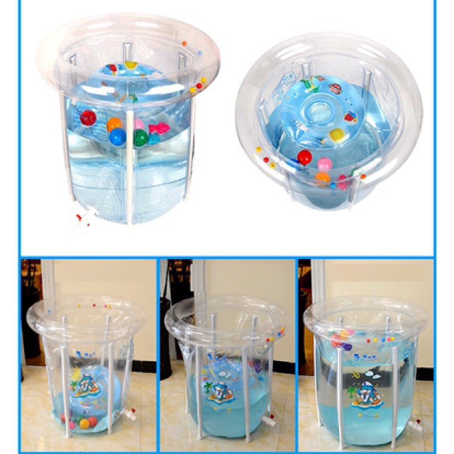 BỂ BƠI THÀNH CAO DOLPHIN CHO BÉ  size 80x80cm + Kèm phao cổ