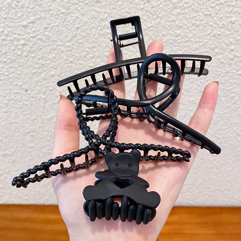 Kẹp Tóc Hình Cá Mập Màu Đen Phong Cách Hàn Quốc Cổ Điển Dành Cho Nữ