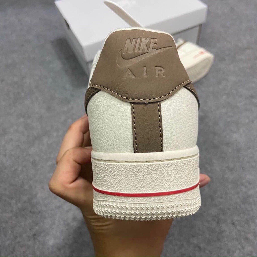 Giày AF1 vệt nâu bản trung SC, Sneaker Air Force 1 nâu trắng dành cho nam nữ, full bill tặng box bảo vệ