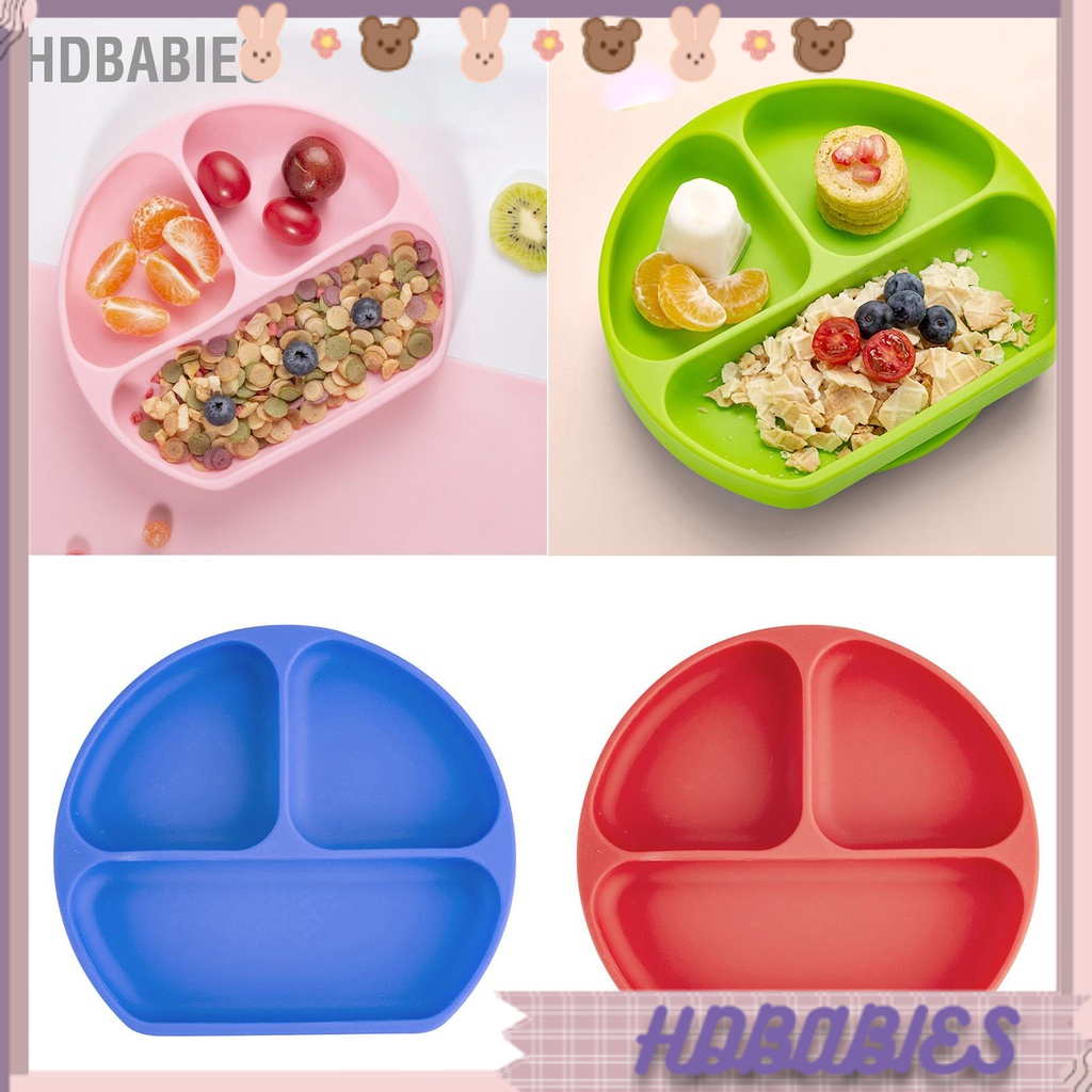 HDbabies 3 Ngăn Tấm Silicon Cốc Hút Lớn Tích Hợp Món Ăn An Toàn Cấp Thực Phẩm Cho Trẻ Em