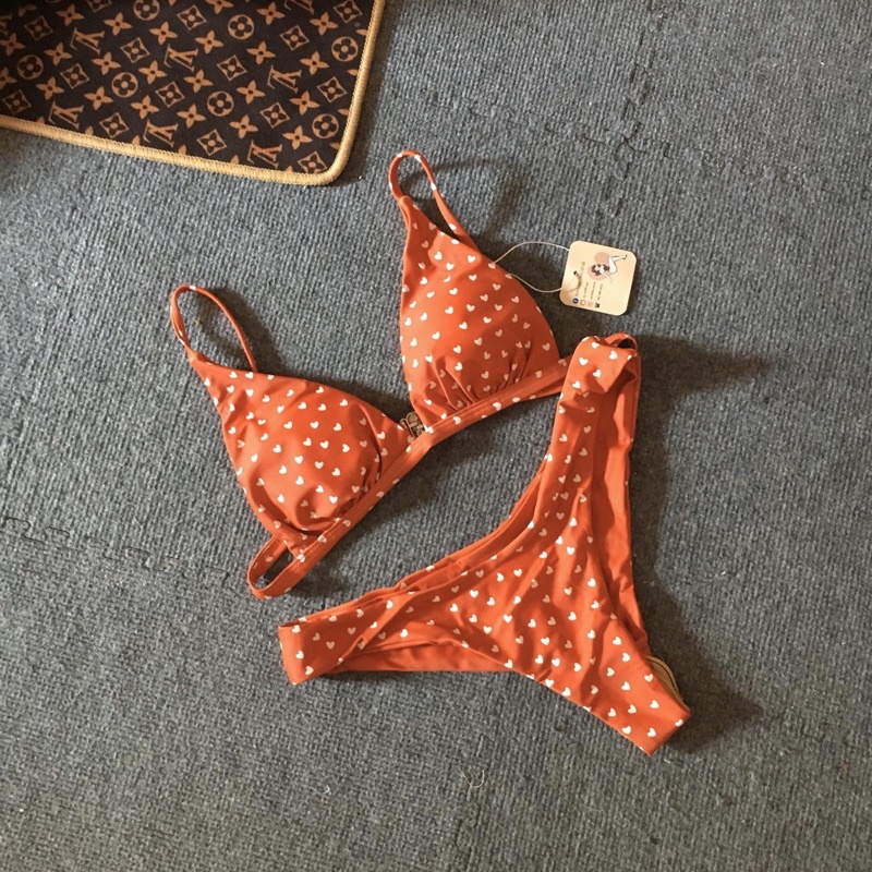 [BKN72] &lt;ÂU&gt; SET BIKINI TIM NHÍ HỒNG/VÀNG/ĐỎ