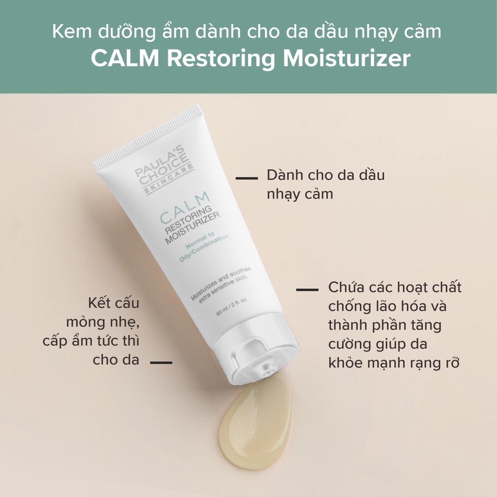 [PAULA'S CHOICE] Kem Dưỡng Ẩm Phục Hồi Da Dầu Nhạy Cảm Kích Ứng Calm Restoring Moisturizer Normal To Oily 60ml (Mã 9180)