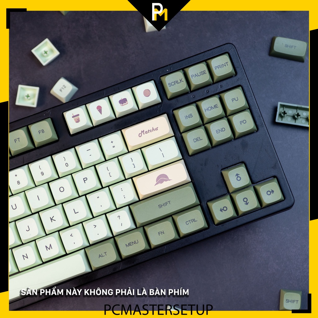 Keycap pbt xda matcha 9.5mm 124 phím, nút cho bàn phím cơ của PCMASTER