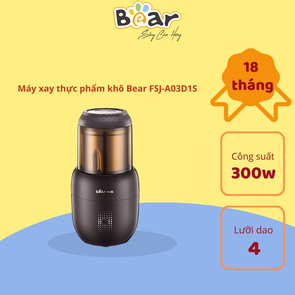 Máy xay thực phẩm khô Bear FSJ-A03D1S - Bản Quốc Tế Tiếng Anh - Hàng chính hãng