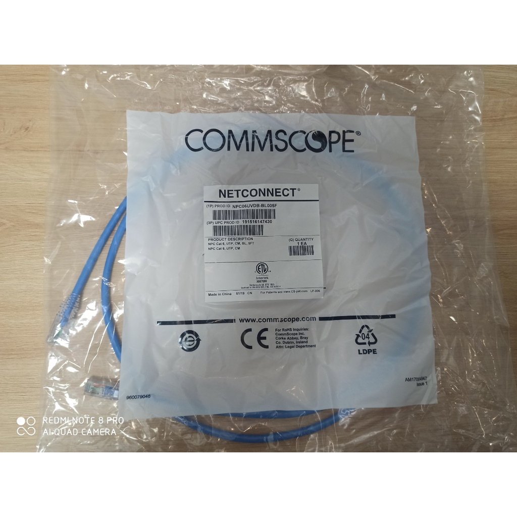 Dây nhảy Patch Cord Cat6 CommScope ,  cáp đúc sẵn 2 đầu. Hàng chính hãng