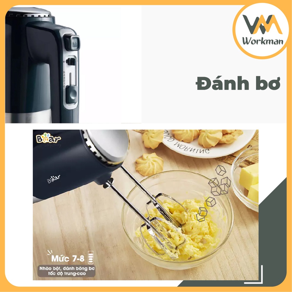 Máy Đánh Trứng Đánh Kem Trộn Bột Cầm Tay Bear - 10 Cấp Độ - HÀNG CHÍNH HÃNG