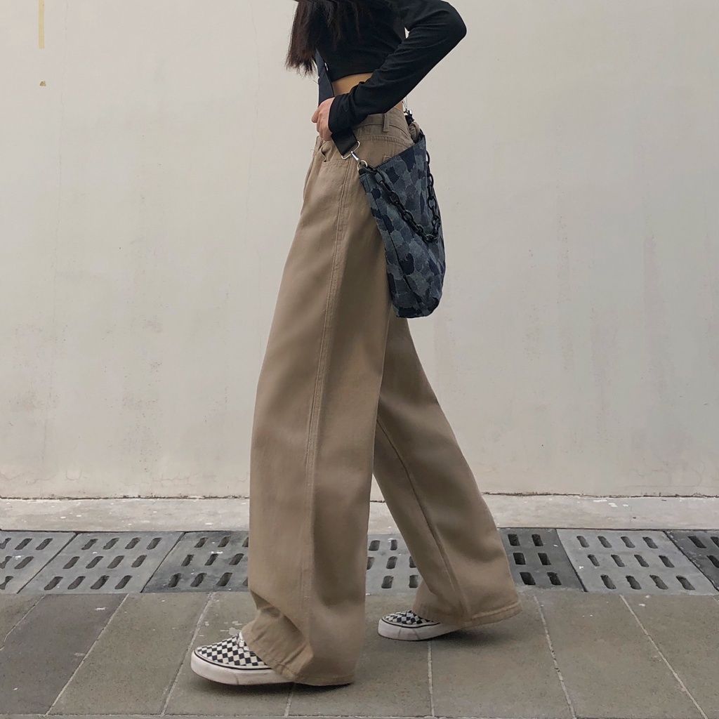 Quần jean kaki ống rộng Hàn Quốc