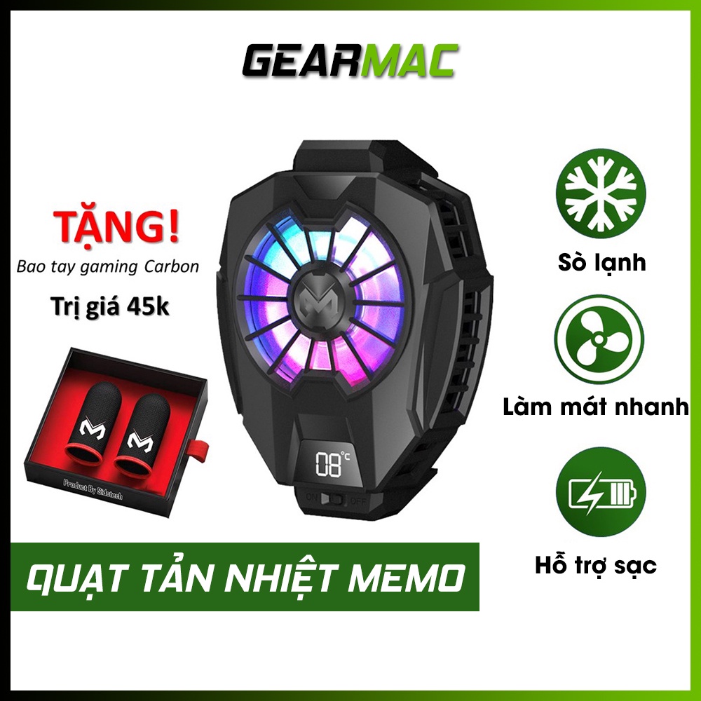 Quạt tản nhiệt điện thoại gaming sò lạnh Memo DL05, DL01, FL05, DY08 chơi PUBG FF ROS Liên Quân có đèn LED RGB cực chất