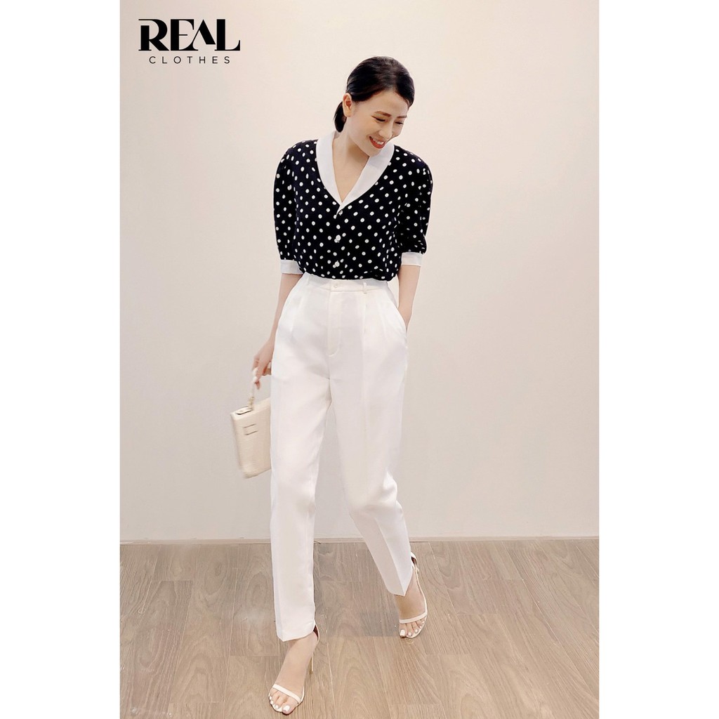 Áo cổ sam chấm bi_REAL