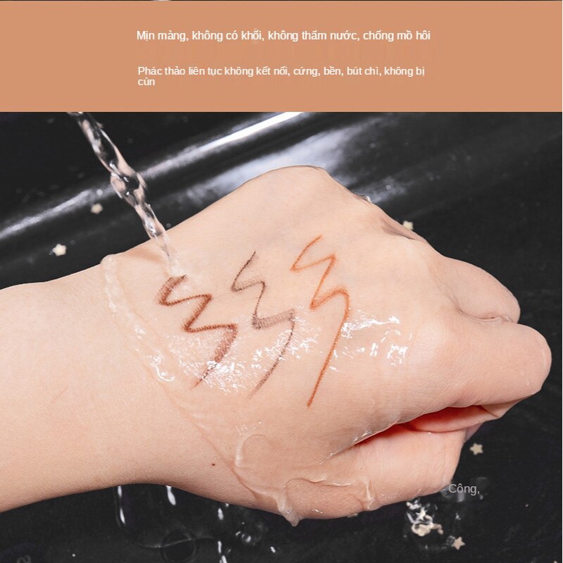 Bút Kẻ Lông Mày Hai Đầu Không Thấm Nước Chống Nhòe Lâu Trôi Tự Nhiên Cho Học Sinh