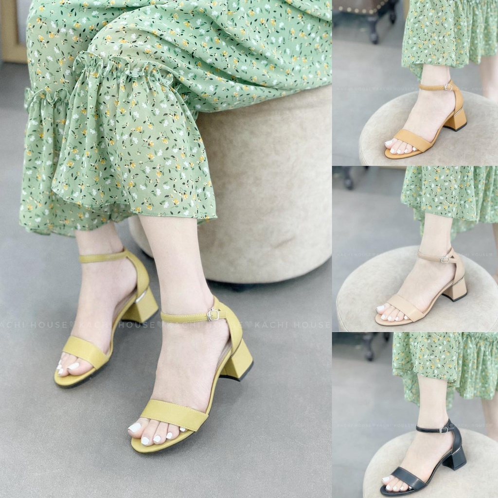 Sandal mũi tròn gót vuông bít gót AV-0046- Kachi House