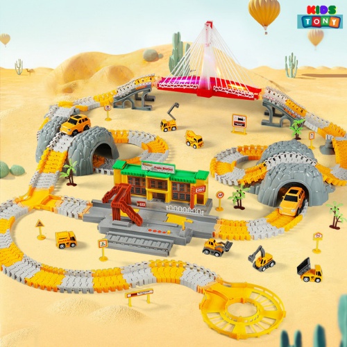 Bộ lắp ráp đường đua ô tô sáng tạo,đường ray ô tô xe lửa cáo cấp quà tặng cho các bé