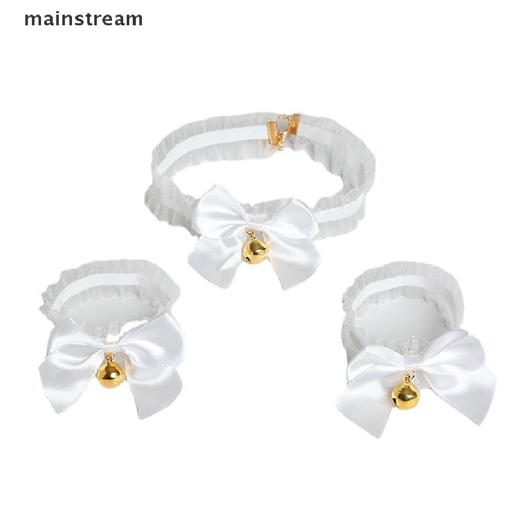 Bộ Phụ Kiện Hóa Trang Lolita Gồm Băng Đô Tai Mèo + Vòng Đeo Cổ + Nơ Ren