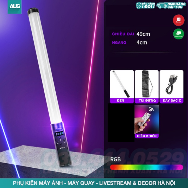 Led Light Stick RGB - Gậy Led 50cm chỉnh màu, độ K, Nháy đèn thông minh - AUG Camera &amp; Decor Hà nội