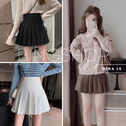 Chân váy xếp ly Bingshop , chân váy tennis hàng quảng châu cạp siêu cao vải tuyết mưa dày đẹp