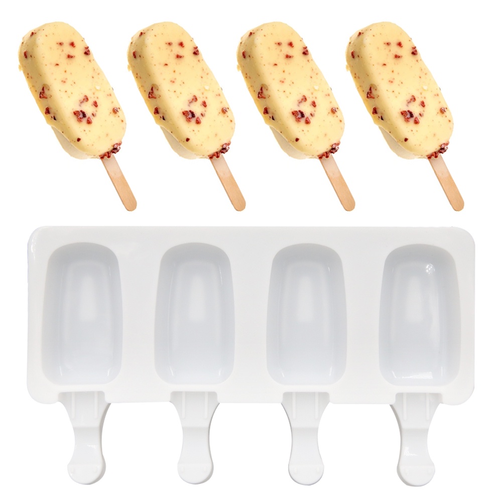 Khuôn Làm Kem Que 4 Ngăn Bằng Silicone