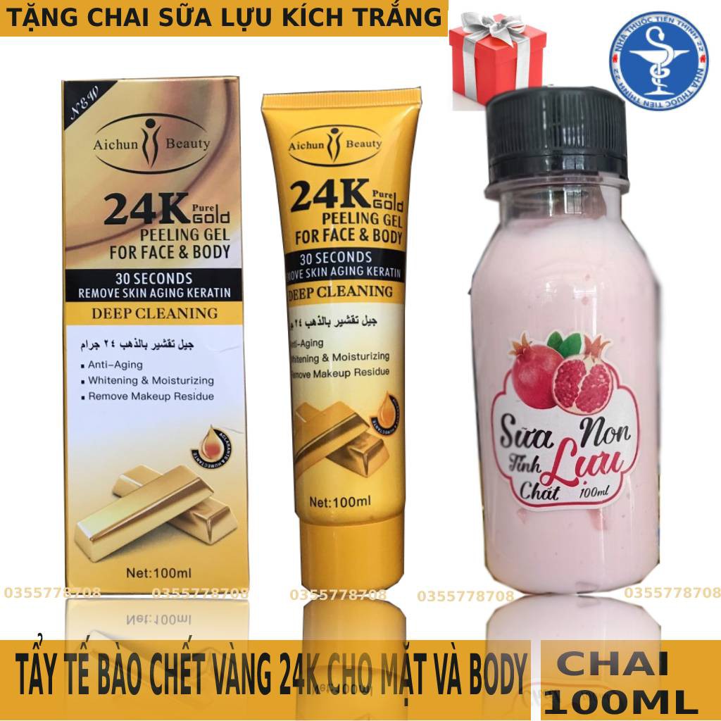 Gel tẩy tế bào chết mặt và body 24K Pure GOLD PEELING GEL FOR FACE &amp; BODY 100ml