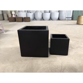 Chậu Xi măng Fiber Vuông Full Đen