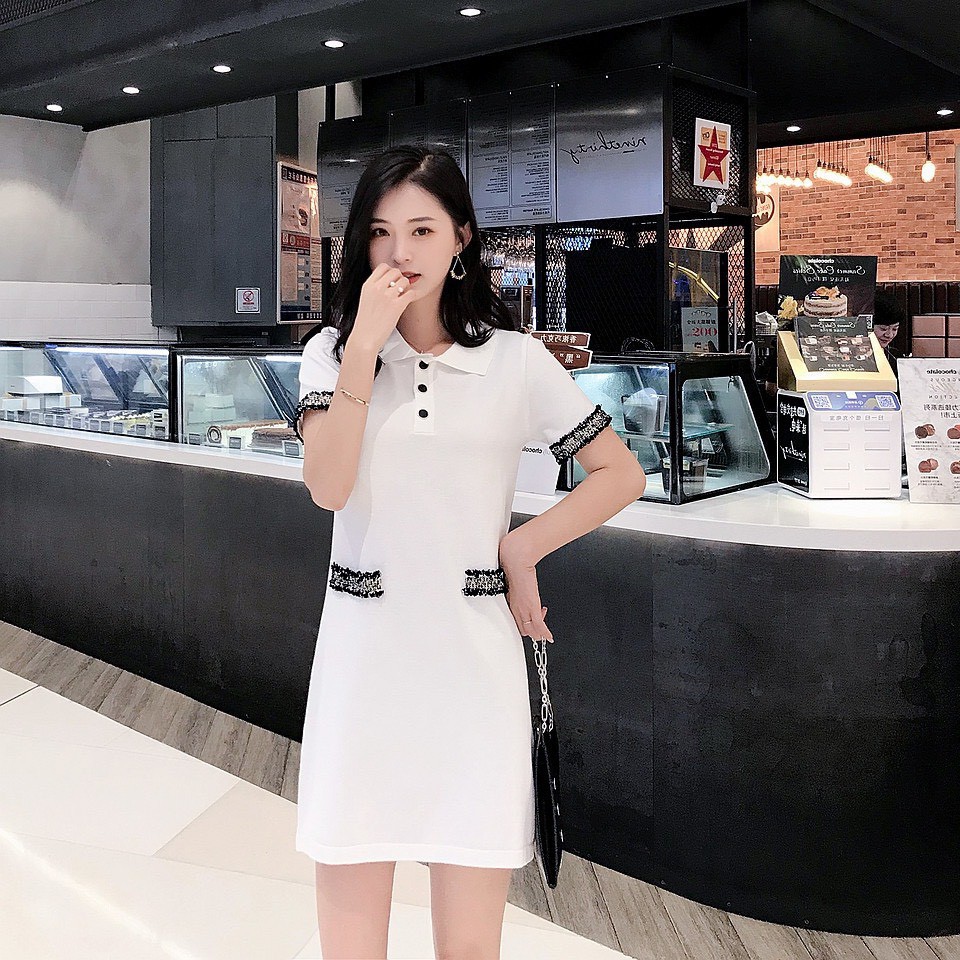 Váy mùa hè cổ polo dáng suông tay ngắn D06