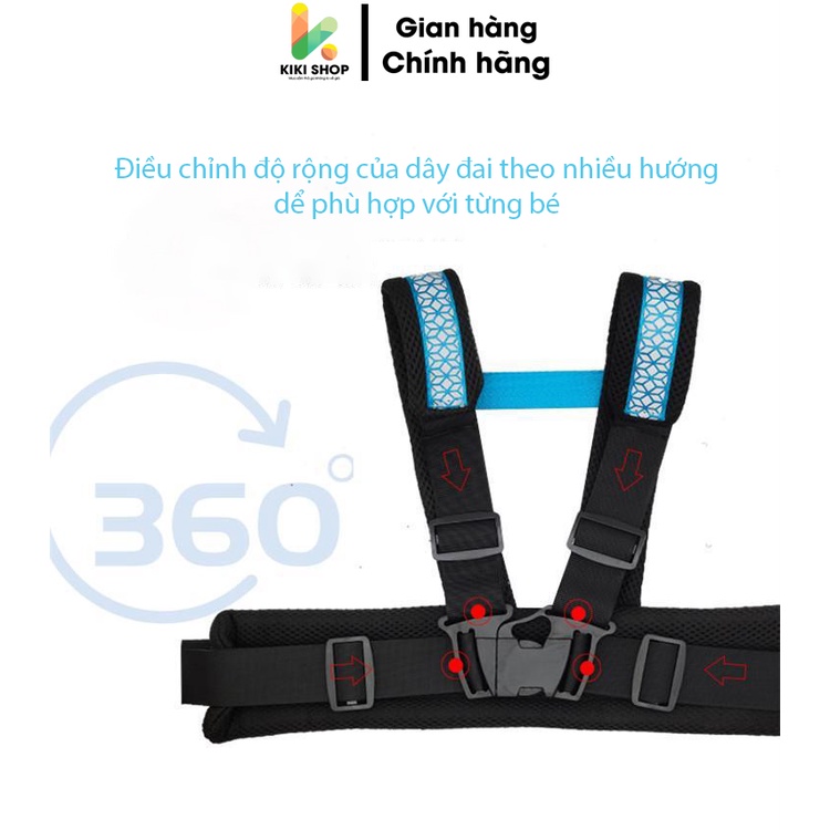 Đai đi xe máy cho bé 1-10 tuổi dodoto vải sợi polyester thoải mái thoáng mát, đeo vai, thắt lưng, đai ngực