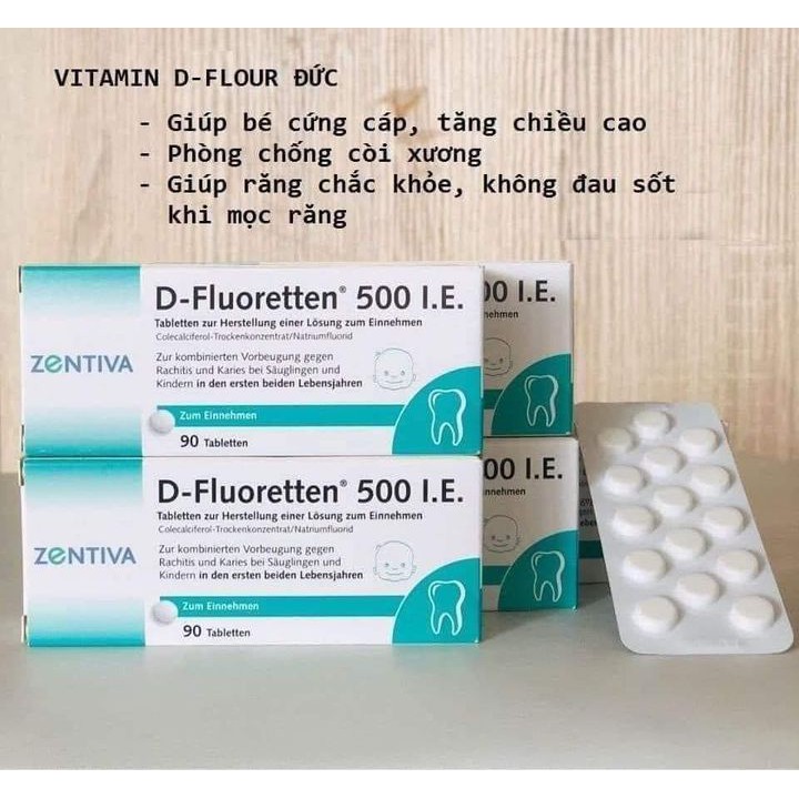 D.FLUORETTEN - Vitamin D Fluoretten 500 IE Cho Trẻ Sơ Sinh Và Trẻ Nhỏ, 90 Viên