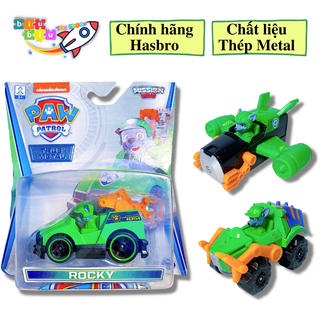Xe chó cứu hộ Rocky - Paw Patrol Full box - True Metal - Hàng chính hãng Spin Master - Hasbro