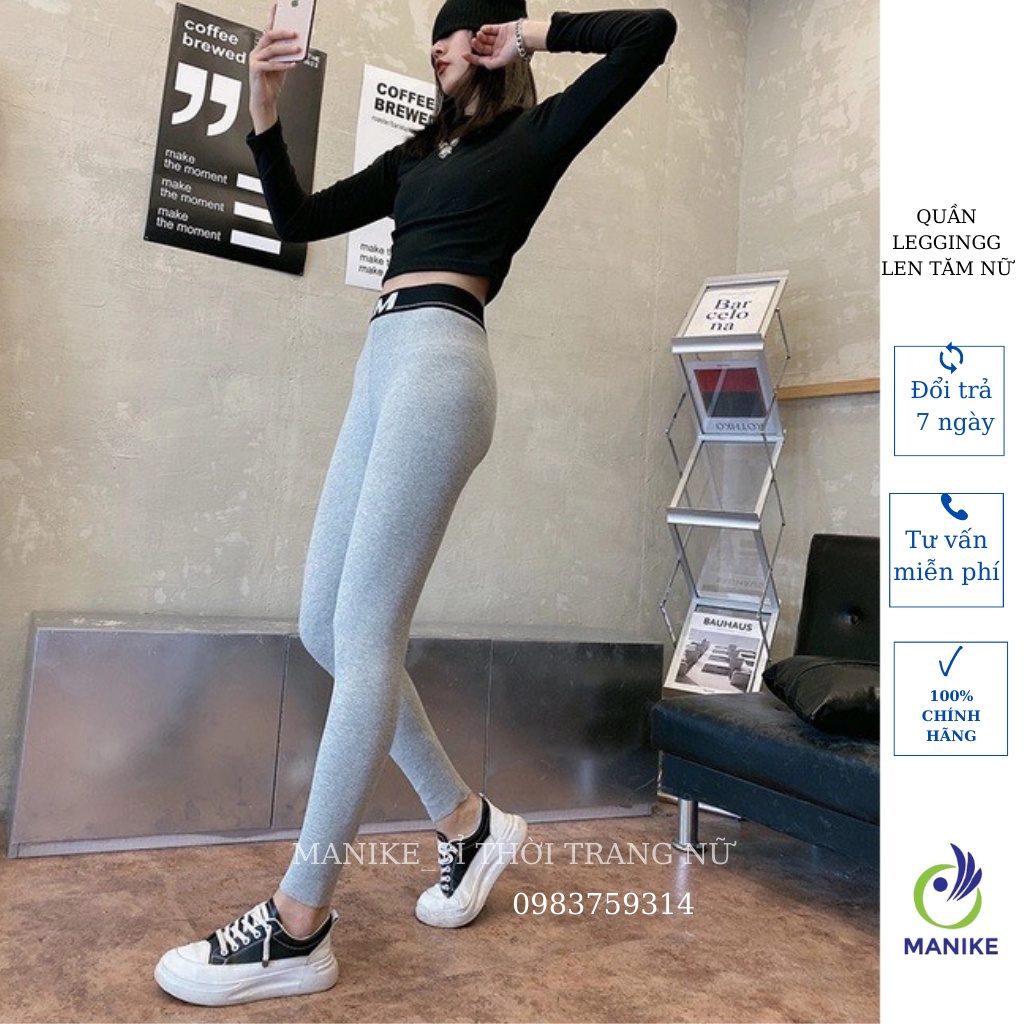 Quần Legging Len Tăm Lưng Cao Cạp Chữ M, Quần Legging Tăm Dài Nữ Thời Trang Nữ