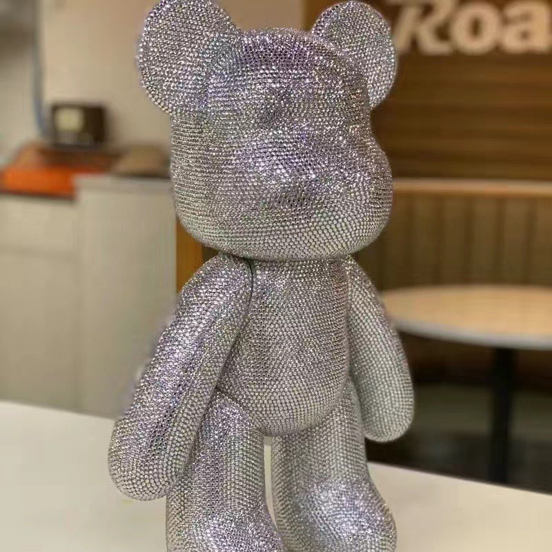 Gấu đính đá handmade Bearbrick size 23cm hàng cao cấp Hudo