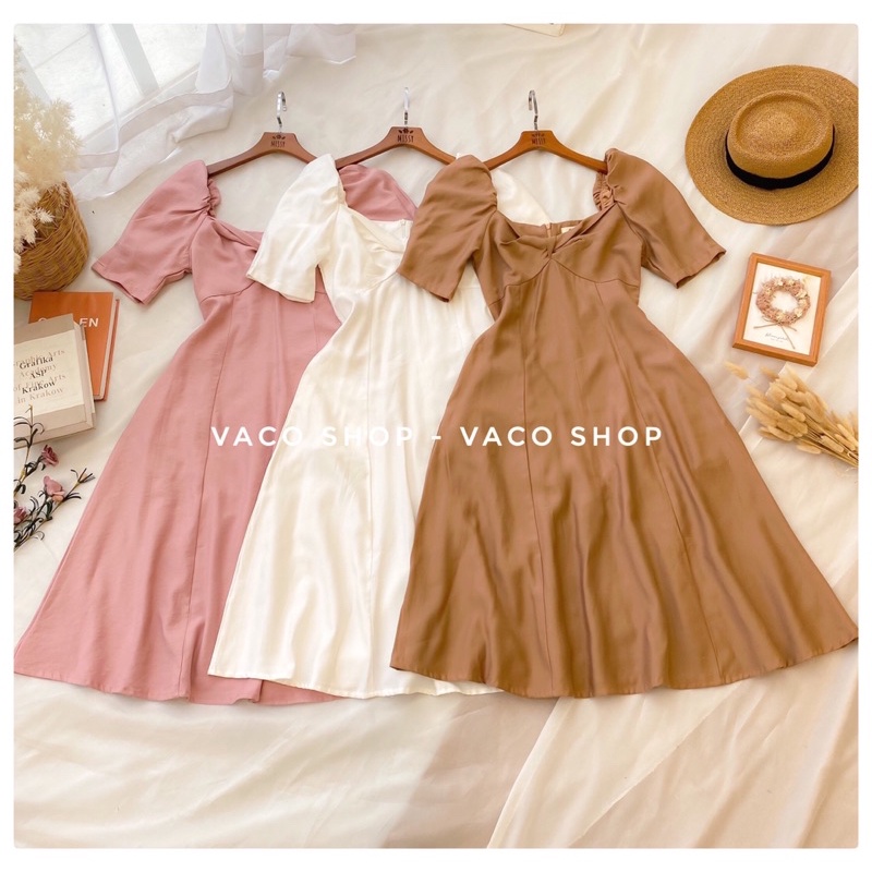 Đầm Xoắn Ngực Dáng Dài - Vaco Shop