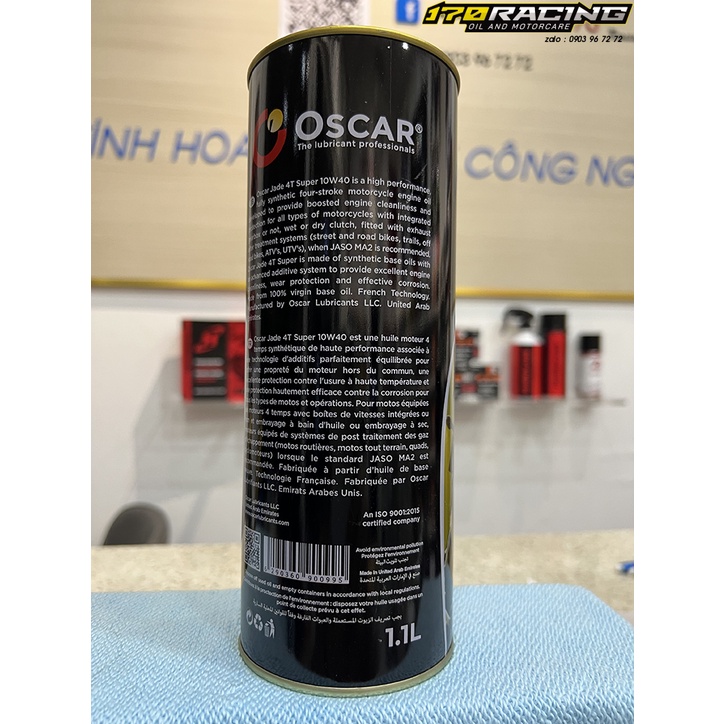 (HCM) Nhớt Xe Máy OSCAR SUPER JADE 4T SAE 10W40 API SN , JASO MA2 Dung Tích 1100 ML - tặng 1lọc nhớt, 1 phểu