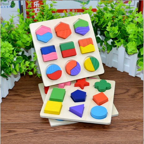 Đồ chơi xếp hình bộ lắp ghép hình học bằng gỗ cho bé - đồ chơi gỗ an toàn montessori phát triển trí tuệ bé