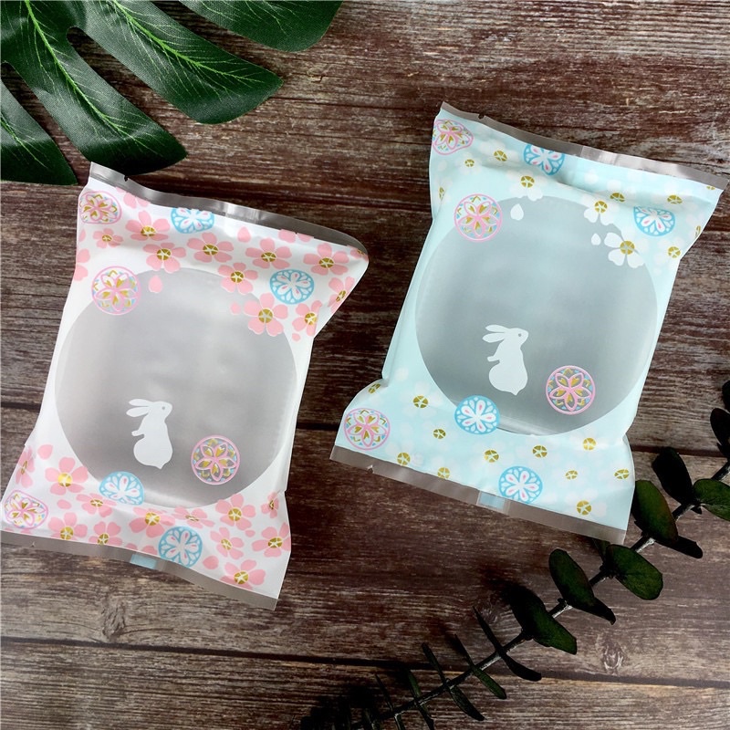 Khay túi 100g mẫu thỏ hồng đựng bánh trung thu