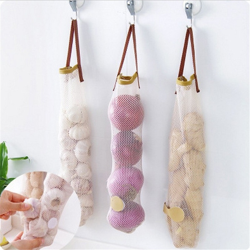 Túi Khí Treo Đựng Tỏi &lt; JF &gt; Có Tay Cầm Nhỏ Gọn Có Lỗ Treo