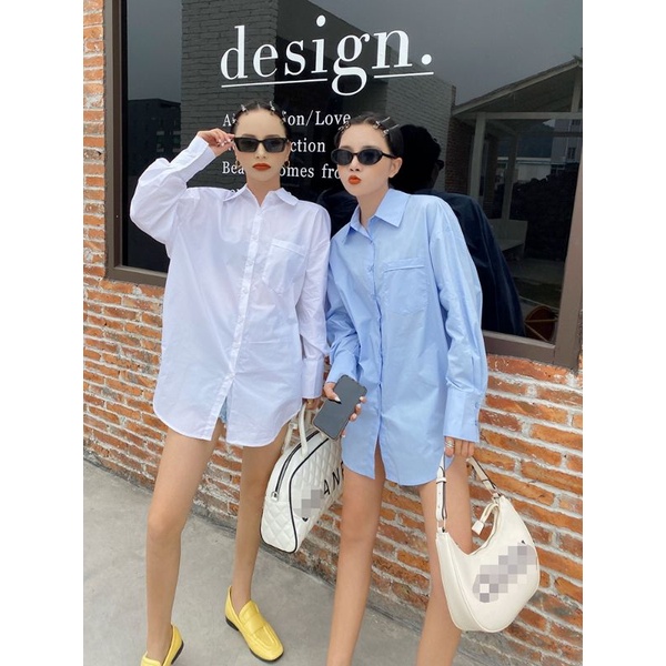 Áo sơ mi over size hở lưng 2 màu Ao015 | BigBuy360 - bigbuy360.vn