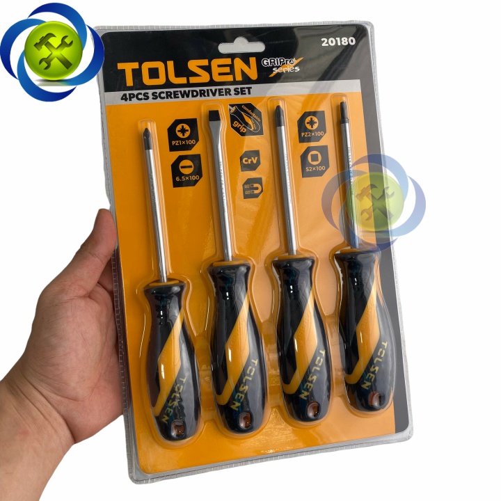 Bộ vít Tolsen 20180 4 cây chiều dài thân vít 100mm