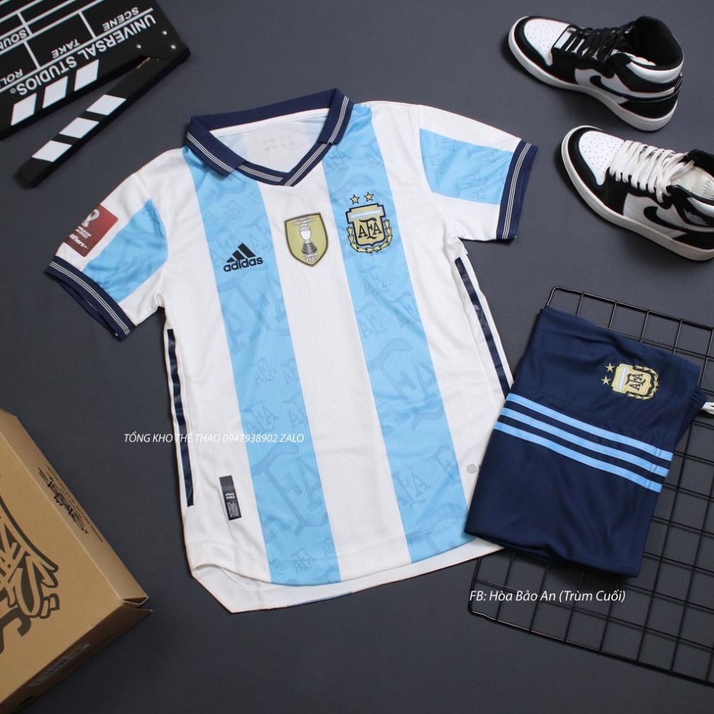 Set Bộ Thể Thao Đội Tuyển Argentina - Quần Áo Bóng Đá Tuyển Argentina Màu Xanh Đen - Vải thái chuẩn áo thi đấu 2022