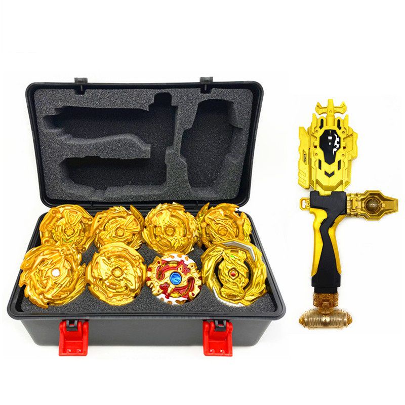 【COD】 8 cái Golden Beyblade Set Gyro Burst Với Launcher Hộp lưu trữ di động