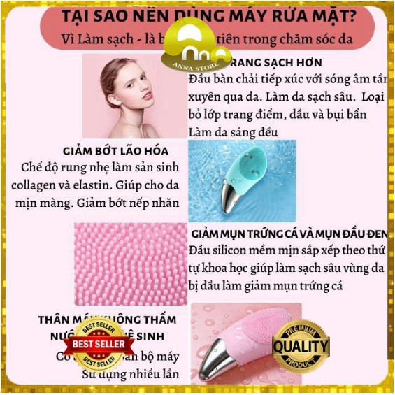 [CHÍNH HÃNG 1 ĐỔI 1] Máy Rửa Mặt Massage Nâng Cơ- Xoá Nhăn, Sonic Facial Brush 3 IN 1, Sóng siêu âm mới nhất 2020 | Thế Giới Skin Care