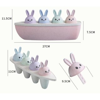Bộ 4 Khuôn+Khay Kem hình Thỏ chất liệu lúa mạch