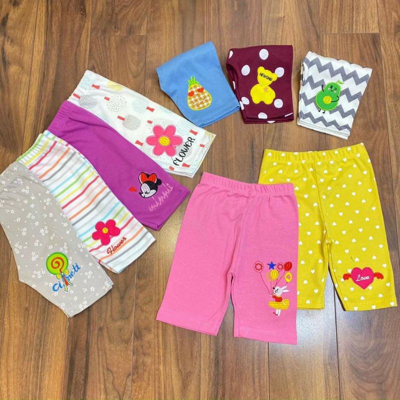 Quần legging lửng bé gái cotton bozip co dãn thoải mái