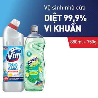 Combo Nước tẩy bồn cầu Vim 900ml + Nước Rửa Chén Sunlight 750g